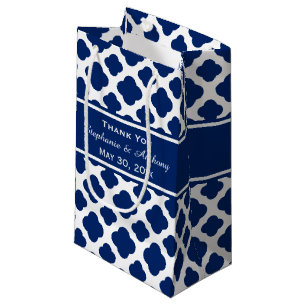Royal Blue Quatrefoil  Wedding Thank You Small Gift Bag