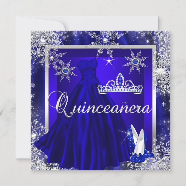 Royal Blue Quinceanera 15th Elite Elegant Birthday Invitation (Front)
