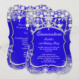 Royal Blue Quinceanera 15th Winter Wonderland Invitation