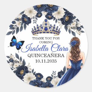 Royal Blue Quinceañera Butterfly Favor Sticker