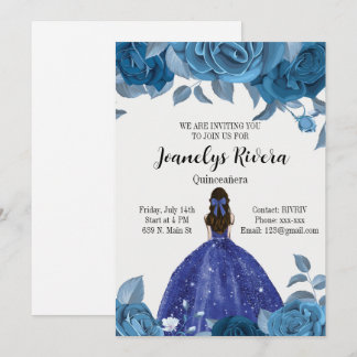 Royal Blue Quinceañera Invitation