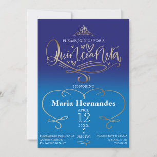 Royal Blue Quinceañera Invitation Template