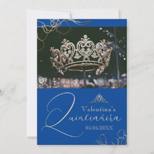 Royal Blue Quinceañera thank you card template