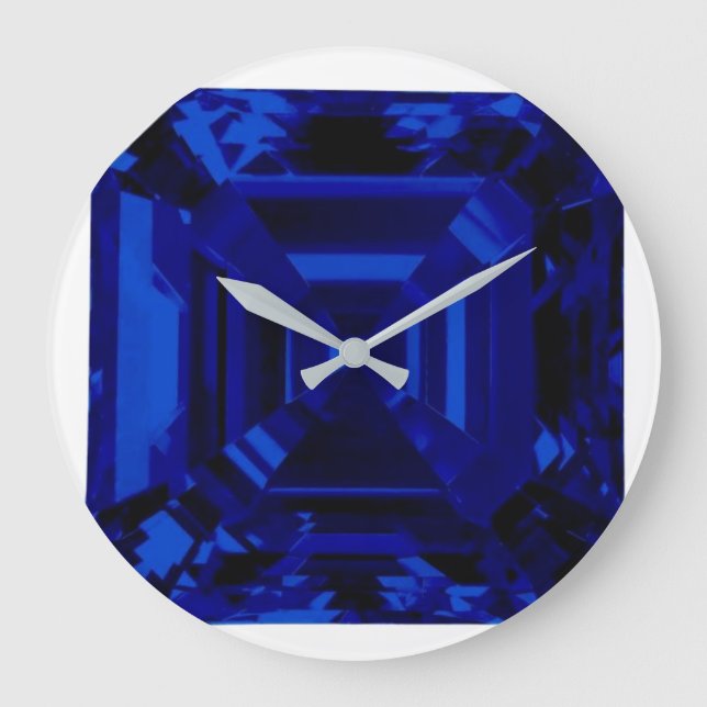 Royal Blue Rectangular Sapphire Blue Large Clock (Front)