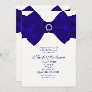 Royal Blue Ribbon & Diamonds Elegant Invitations