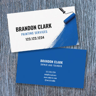 Royal Blue Roller Bottom Curved Sweep Painting Business Card