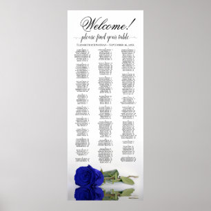 Royal Blue Rose Alphabetical Seating Chart Poster