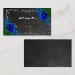 Royal Blue Rose Chalk Board Fall Wedding Table  Place Card
