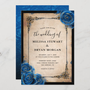 Royal blue black sales and gold wedding