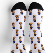 Royal Blue Rose Kitten Crew Socks