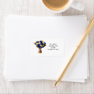 Royal Blue Rose Kitten Return Address Label