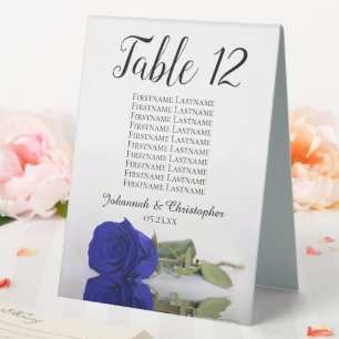 Royal Blue Rose Wedding Table Number Seating Chart