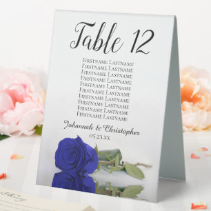 Royal Blue Rose Wedding Table Number Seating Chart
