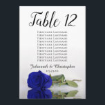 Royal Blue Rose Wedding Table Seating Chart Large<br><div class="desc">These beautiful table number cards will make it easy for your guests to find their seats at your wedding reception. They feature a simple yet elegant design with script calligraphy lettering and a single long-stemmed vivid royal blue or cobalt coloured rose lying on its side reflecting in water. The card...</div>