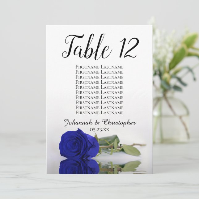 Royal Blue Rose Wedding Table Seating Chart Large (Standing Front)