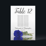 Royal Blue Rose Wedding Table Seating Chart Large<br><div class="desc">These beautiful table number cards will make it easy for your guests to find their seats at your wedding reception. They feature a simple yet elegant design with script calligraphy lettering and a single long-stemmed vivid royal blue or cobalt coloured rose lying on its side reflecting in water. The card...</div>