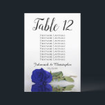 Royal Blue Rose Wedding Table Seating Chart Large<br><div class="desc">These beautiful table number cards will make it easy for your guests to find their seats at your wedding reception. They feature a simple yet elegant design with script calligraphy lettering and a single long-stemmed vivid royal blue or cobalt coloured rose lying on its side reflecting in water. The card...</div>