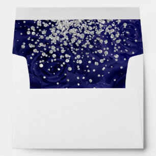 Royal Blue Roses and Silver Glitter Envelope
