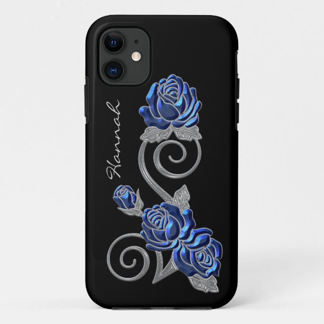 Royal Blue Roses Case-Mate iPhone Case (Back)