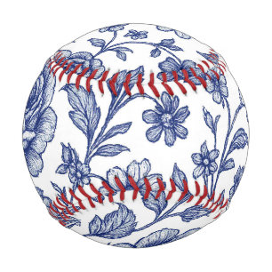 Royal Blue Roses Floral Pattern Baseball