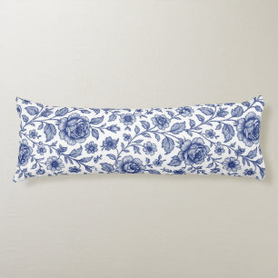 Royal Blue Roses Floral Pattern  Body Cushion
