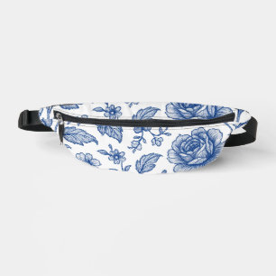 Royal Blue Roses Floral Pattern Bum Bags