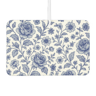 Royal Blue Roses Floral Pattern Car Air Freshener