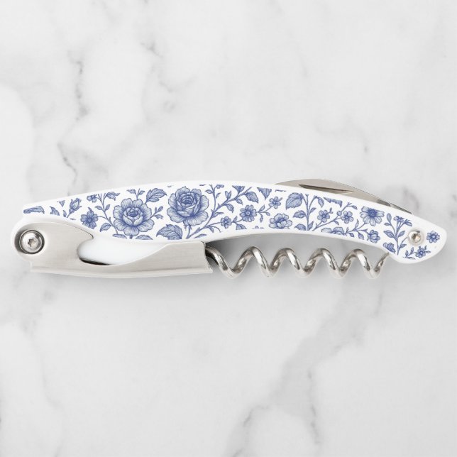 Royal Blue Roses Floral Pattern  Corkscrew (Front)