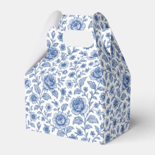 Royal Blue Roses Floral Pattern Favour Box