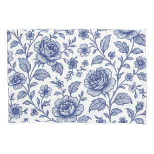 Royal Blue Roses Floral Pattern Pillowcase