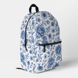 Royal Blue Roses Floral Pattern Printed Backpack