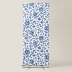 Royal Blue Roses Floral Pattern  Retractable Banner