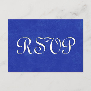 Royal Blue RSVP Damask Wedding T001 Card