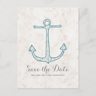 Royal Blue Rustic Anchor Save the Date Postcard