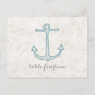 Royal Blue Rustic Anchor Table Number Postcard
