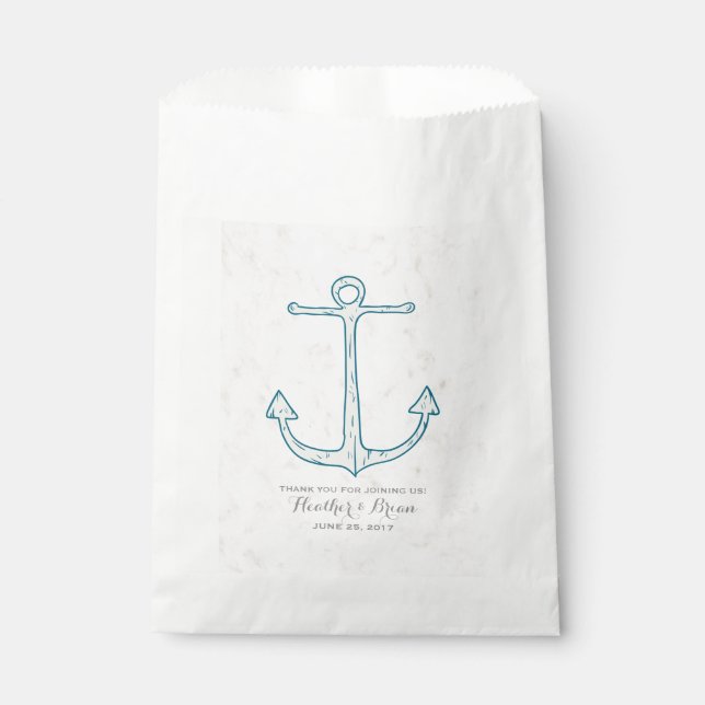 Royal Blue Rustic Anchor Wedding Favour Bags (Front)
