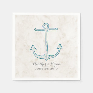 Royal Blue Rustic Anchor Wedding Napkin