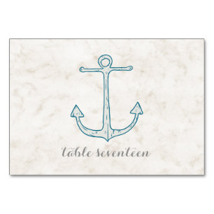 Royal Blue Rustic Anchor Wedding Table Number
