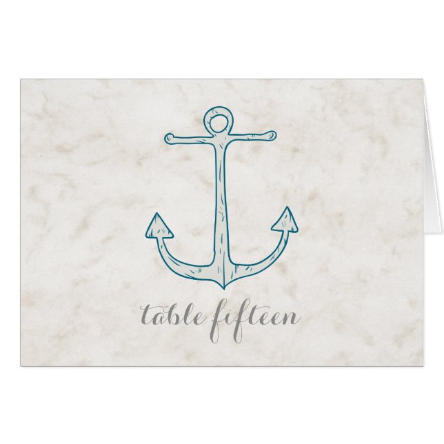 Royal Blue Rustic Anchor Wedding Table Number (Front Horizontal)