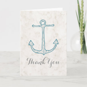 Royal Blue Rustic Anchor Wedding Thank You Card