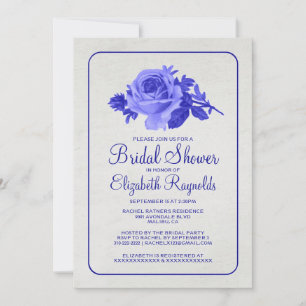 Royal Blue Rustic Floral Bridal Shower Invitations