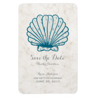 Royal Blue Rustic Seashell Save the Date
