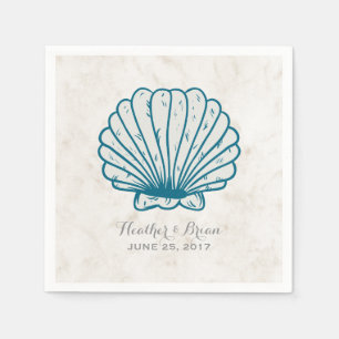 Royal Blue Rustic Seashell Wedding Napkin