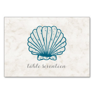 Royal Blue Rustic Seashell Wedding Table Number