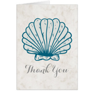 Royal Blue Rustic Seashell Wedding Thank You