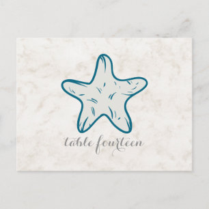 Royal Blue Rustic Starfish Table Number Postcard