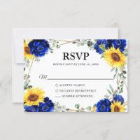 Royal Blue Rustic Sunflower Geometric Wedding 