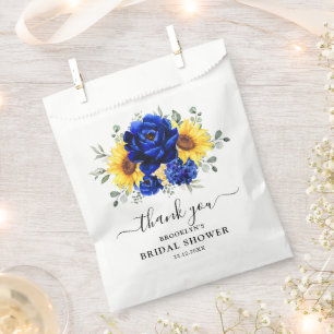 Royal Blue Rustic Sunflower Modern Bridal Shower Favour Bags