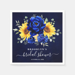 Royal Blue Rustic Sunflower Modern Bridal Shower N Napkin
