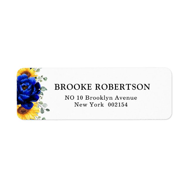 Royal Blue Rustic Sunflower Modern Floral Wedding  (Front)
